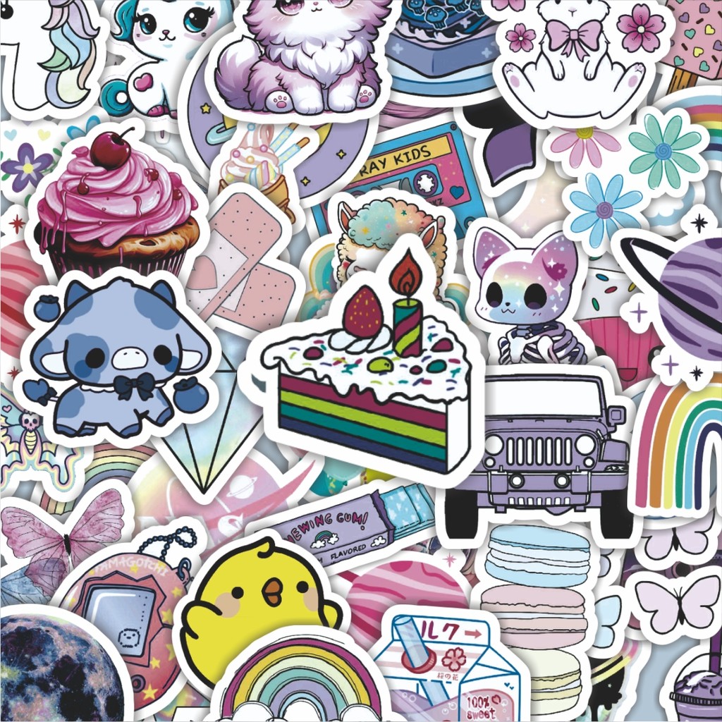 

100PCS Lucu Stiker Pastel Aesthetic Stiker Aesthetic Stiker Anti Air Stikers Berperekat Waterproof sticker decal buat Motor Helm Buku Journal Koper Casing HP Laptop Botol Minum Hadiah anak