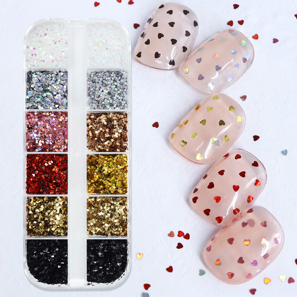 

Holographic Laser 1mm Star Love Heart Sequins Epoxy Resin Molds Filling Pentagram Heart Shape Glitter Flakes DIY Crafts Making