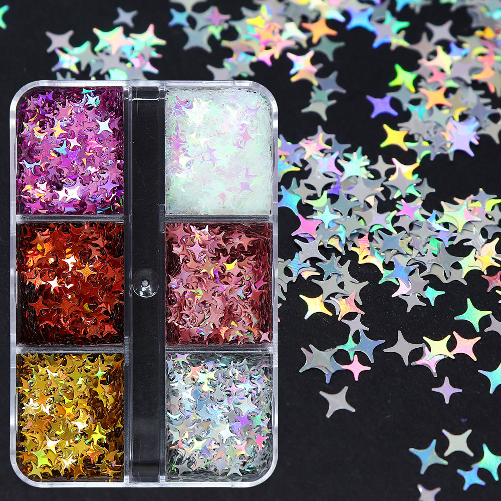 

Holographic Starry Resin Sequins Mixed Four-pointed Star Epoxy Resin Shaker Mold Filler Sparkly DIY Jewelry Making Craft Fillers