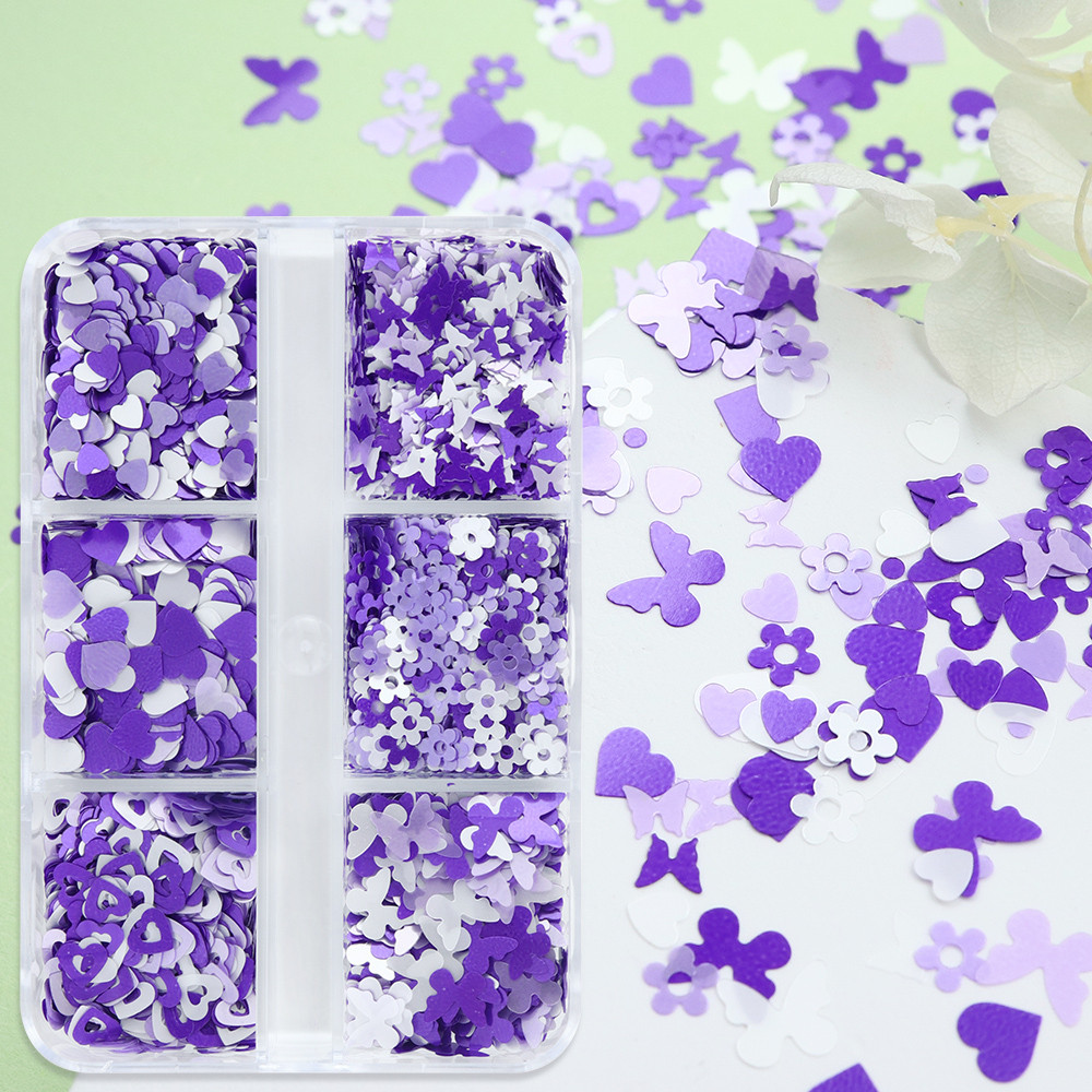 

Purple UV Resin Filling Sequins Glitter Flake Romantic Butterfly Flower Love Heart Epoxy Filler DIY Crafts Accessories Materials