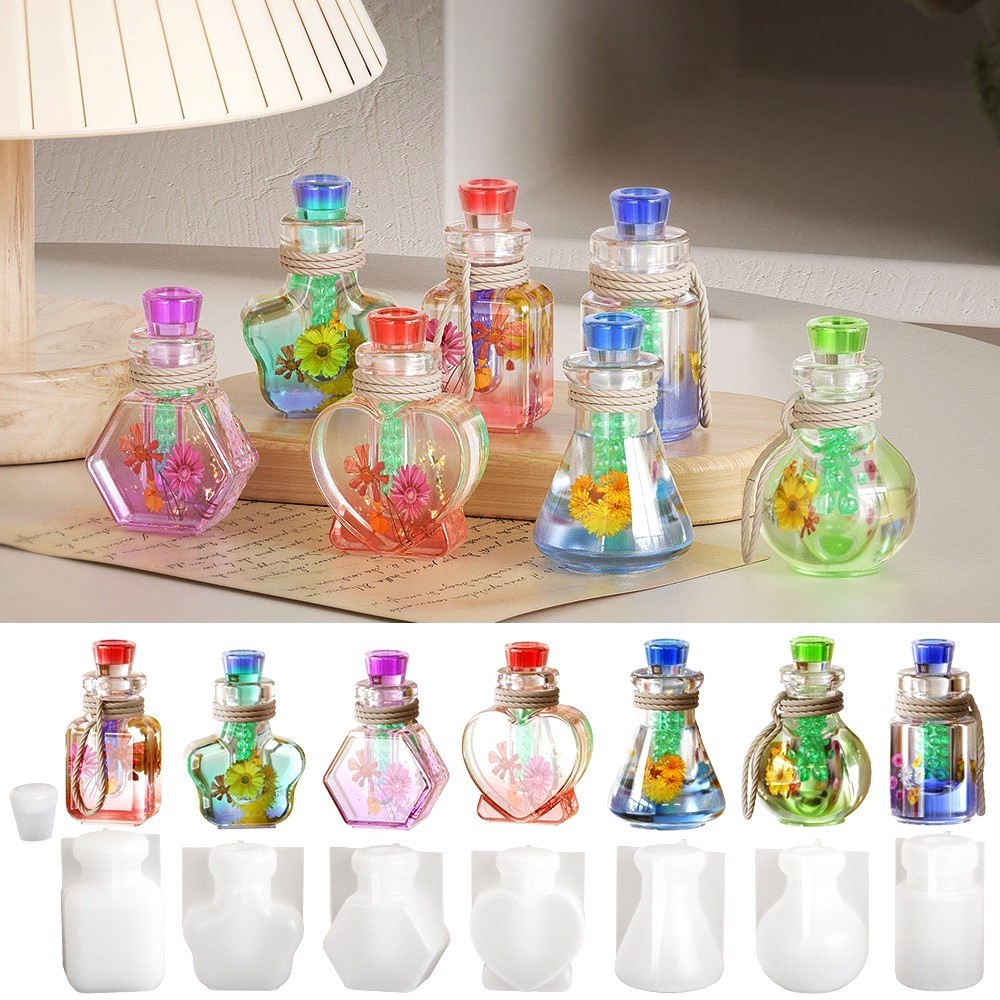 

Snasan Small Bottle Silicone Mold Resin Drip Glue Mold Diy Wishing Bottle Lovely Flowing Sand Bottle Making Mould