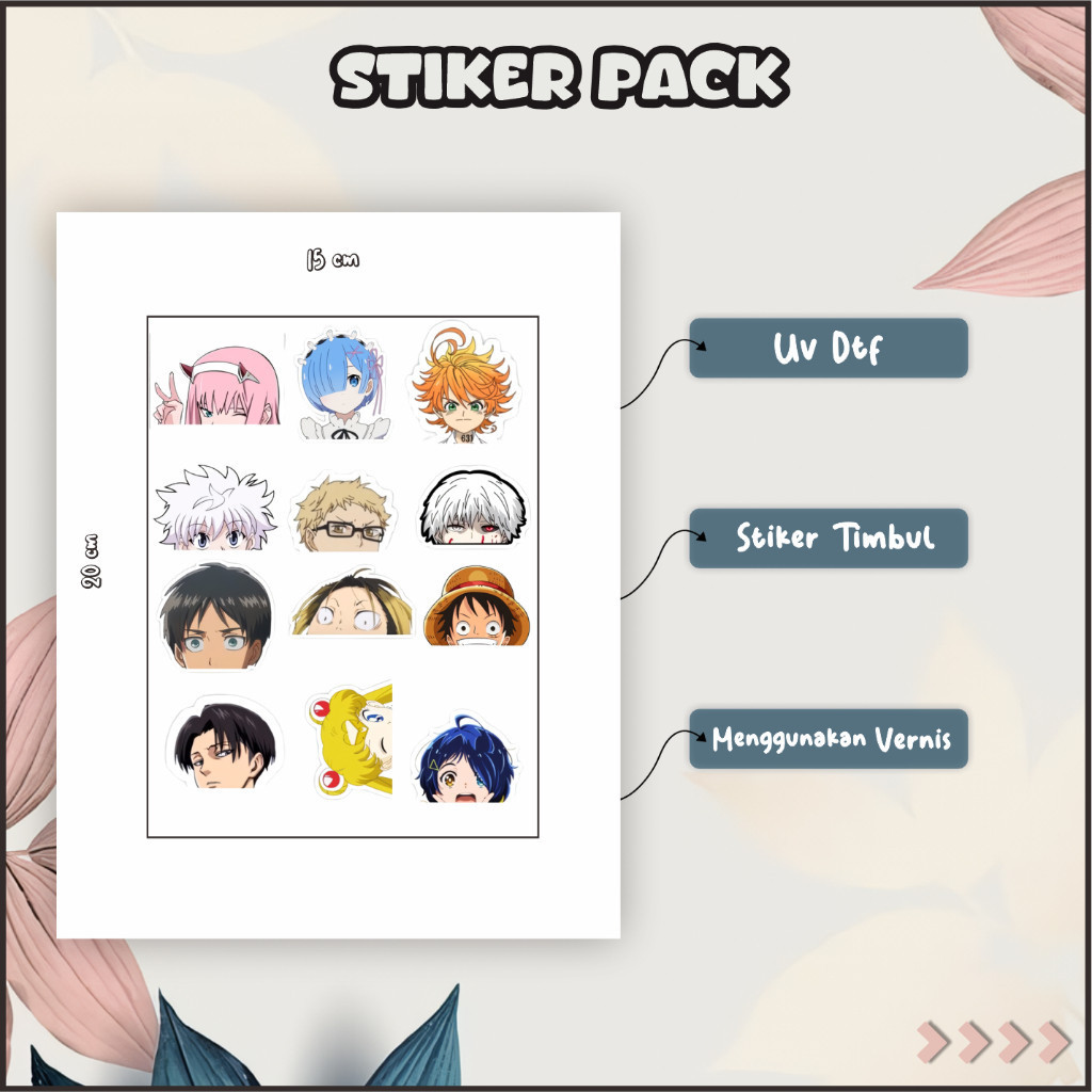 

Stiker Sticker Setiker Setikker Pack UV DTF Motif Stiker Intip Hitam Hijau P3