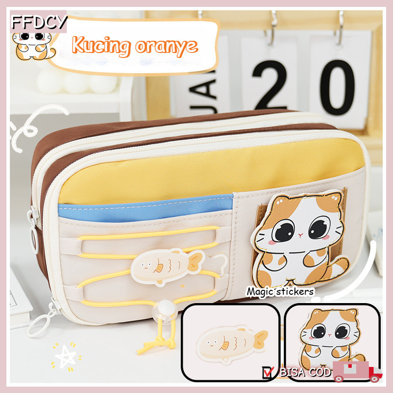 

【Ready】Tempat alat tulis kotak pensil aesthetic Apel and lucu kucingTas PenaTempat Pencil Tas Pensil kapasitas besar