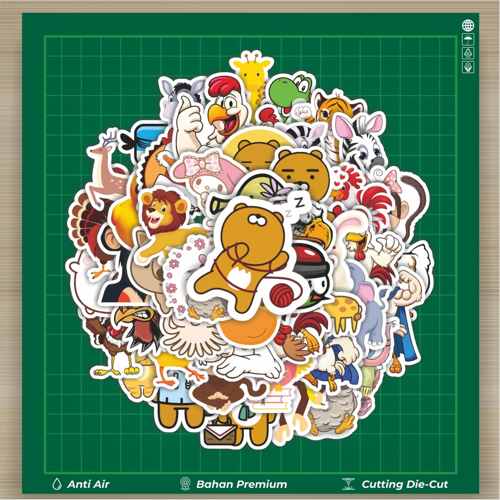 

HOT 50 PCS STIKER Stiker Kartun Hewan Lucu Stiker Fashion Cars Decal Dingin Kartu Album Custom Vinyl Anti Air- Sticker Aesthetic Buku Journal Koper Casing HP Tablet Laptop Helm Motor Botol Minum