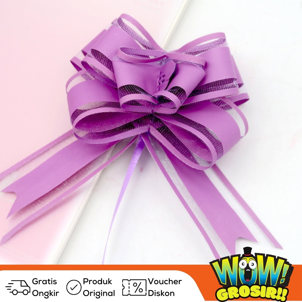 

WOWGROSIR (1 Pak 10 pcs) Pita Tarik POM 30mm Motif Rose 30mm Serut Matte Organza