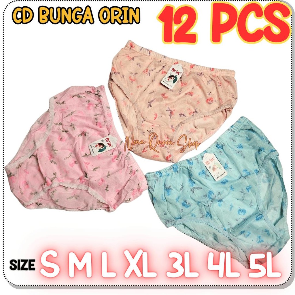 12 Pcs CD BUNGA ORIN Celana Dalam Wanita Katun GROSIR