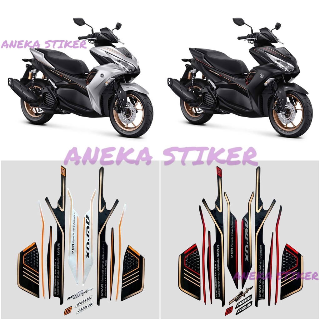 Striping Stiker Yamaha Aerox 155 ABS Connected 2023 Hitam Silver Fullset Berkualitas