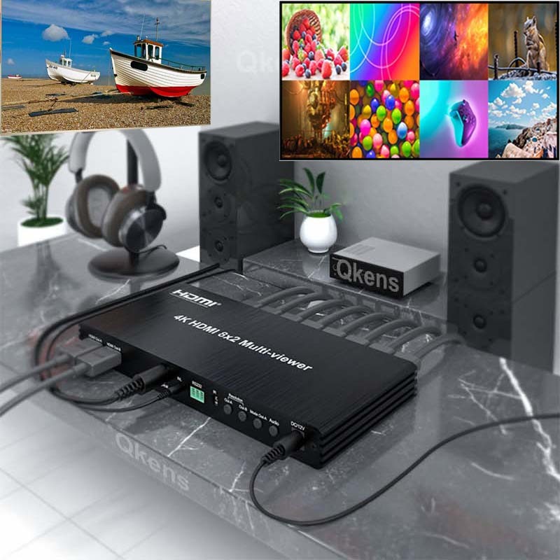 4K 60Hz 8x2 HDMI Multi-viewer 8 in 2 Out Multiviewer HDMI Quad Screen 4x1 6x1 8x1 Seamless Switcher 