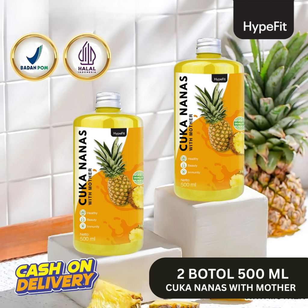 

[PAKET HEMAT 2 BOTOL] Hypefit - Cuka Nanas 500ML Organik With Mother HALAL Atasi Kolesterol atau Diabet Dengan Bahan Alami