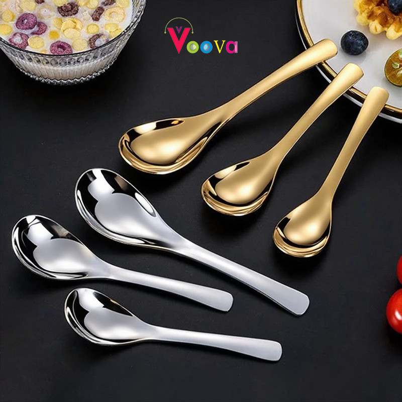 VOOVA Sendok Cekung/ Sendok Stainless/304 Sendok Bebek Stainless Tebal Korea/ Sendok Makan/ Sendok E