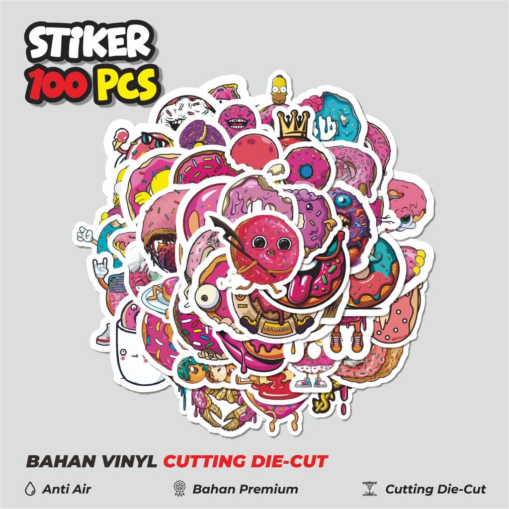 

Terbaru! 50 pcs Stiker I Want A Donut Series Dekorasi Lucu Kreatif untuk Notebook, Skateboard, HP