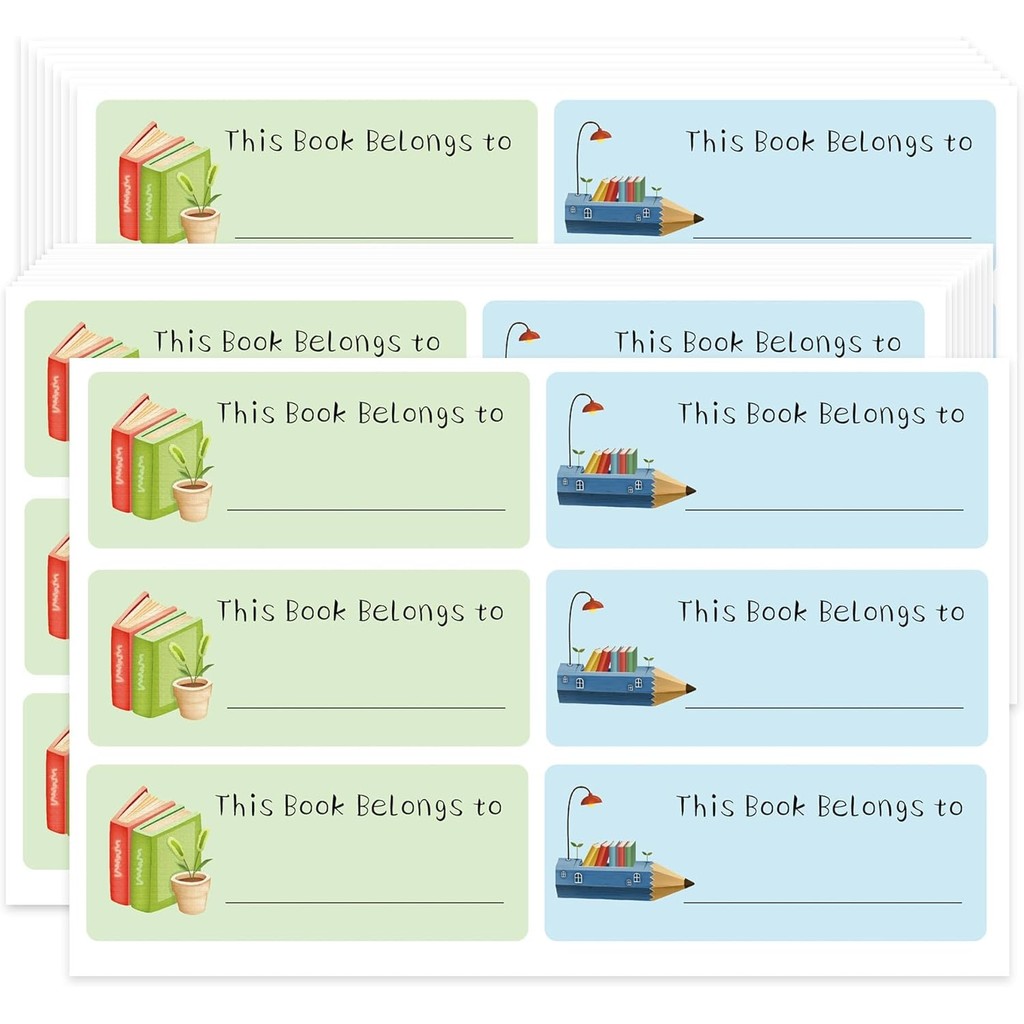 

300Pcs This Book Belongs to Stickers 1x2.5 Inch Book Plates Stickers Book Name Labels