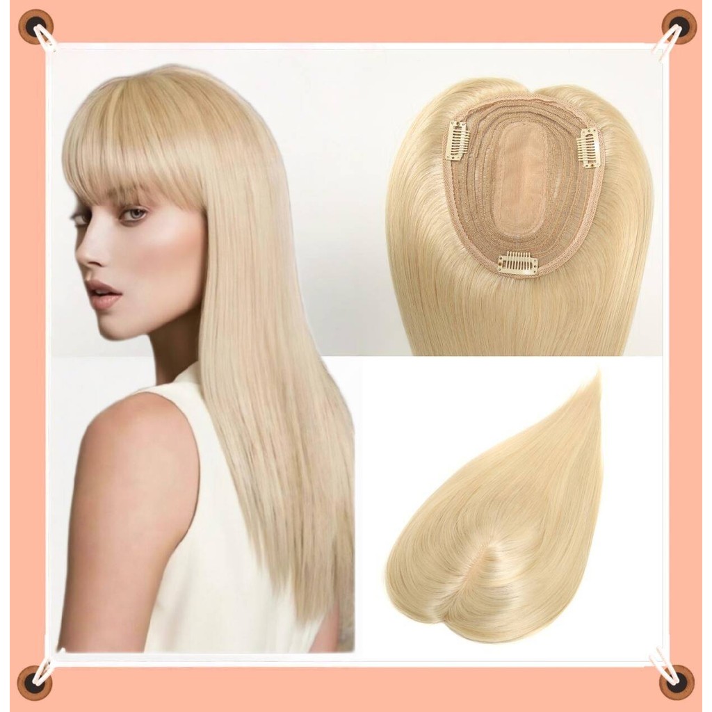 Human Hair Topper with Bangs for Women 100% Remy Human Hair Toppers Natural Looking Topper Human Hai