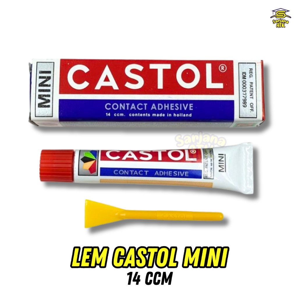 

Lem CASTOL Contact Adhesive 14ccm Tube Mini / Lem Kuning Serbaguna Kulit Karpet Sepatu Sendal