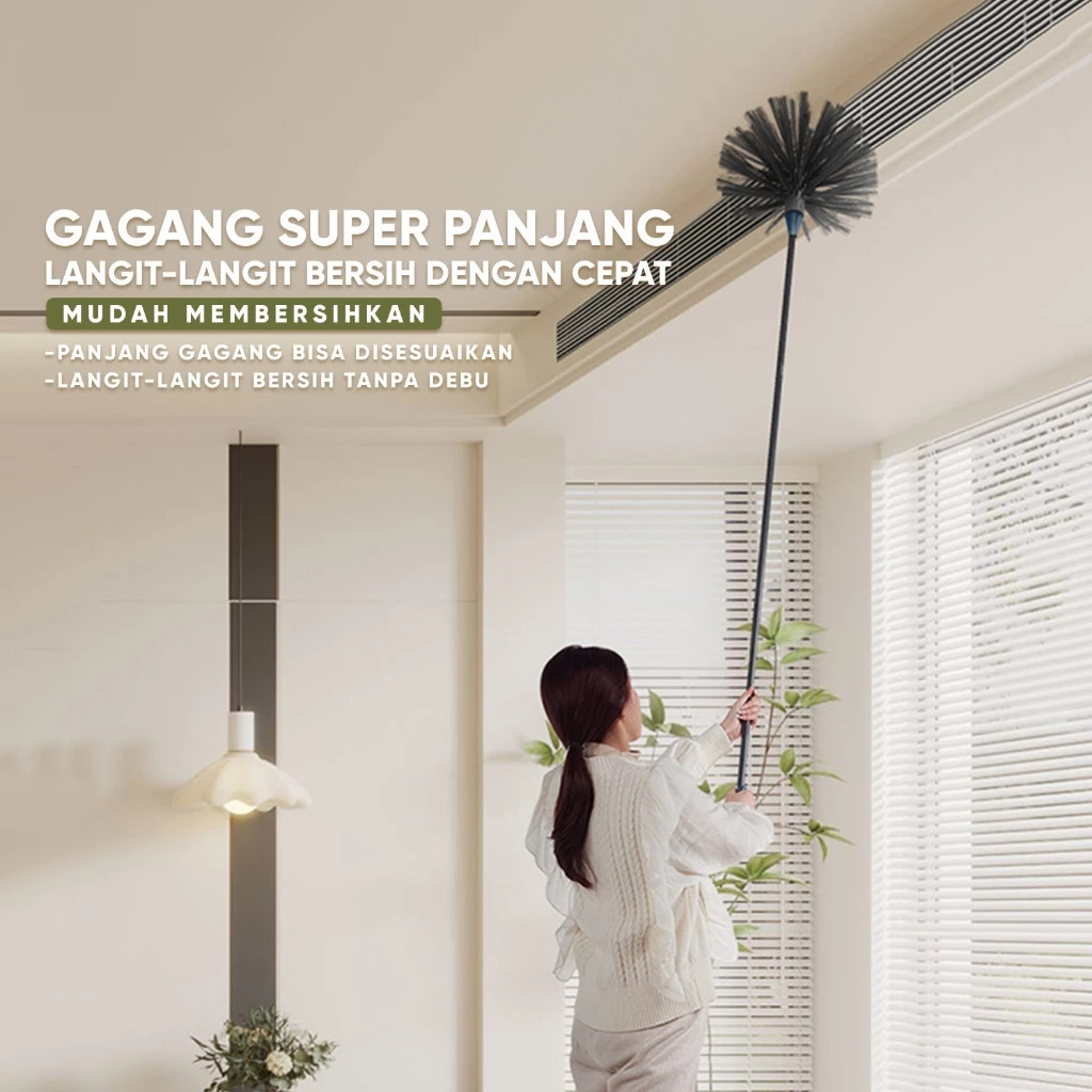 Sapu Gagang Panjang Pembersih Plafon Debu Seranga Lagit Lagit Sikat Atap