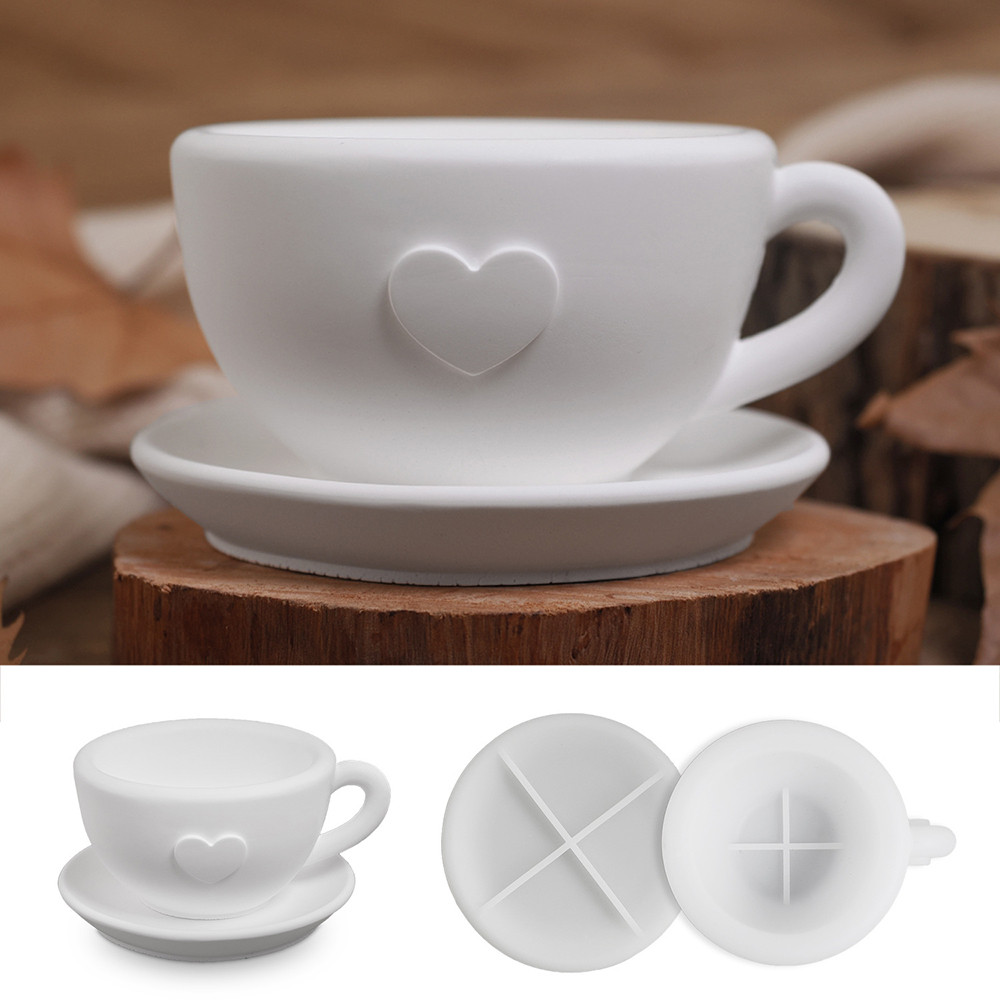 

Cup Dish Silicone Mold DIY Cup Silicone Resin Gypsum Mold Ornament Resin Mold Home Handicraft Pouring Mold Heart-Shaped Candle