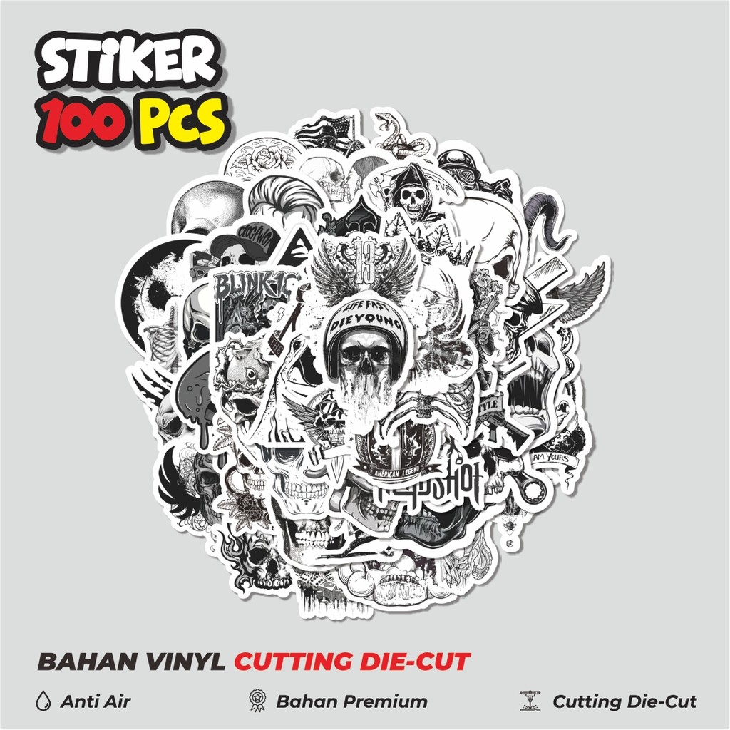 

Terbaru! 50 pcs Stiker Punk Gothic Art Classical Black & White Dekorasi Lucu Kreatif untuk Notebook, Skateboard, HP