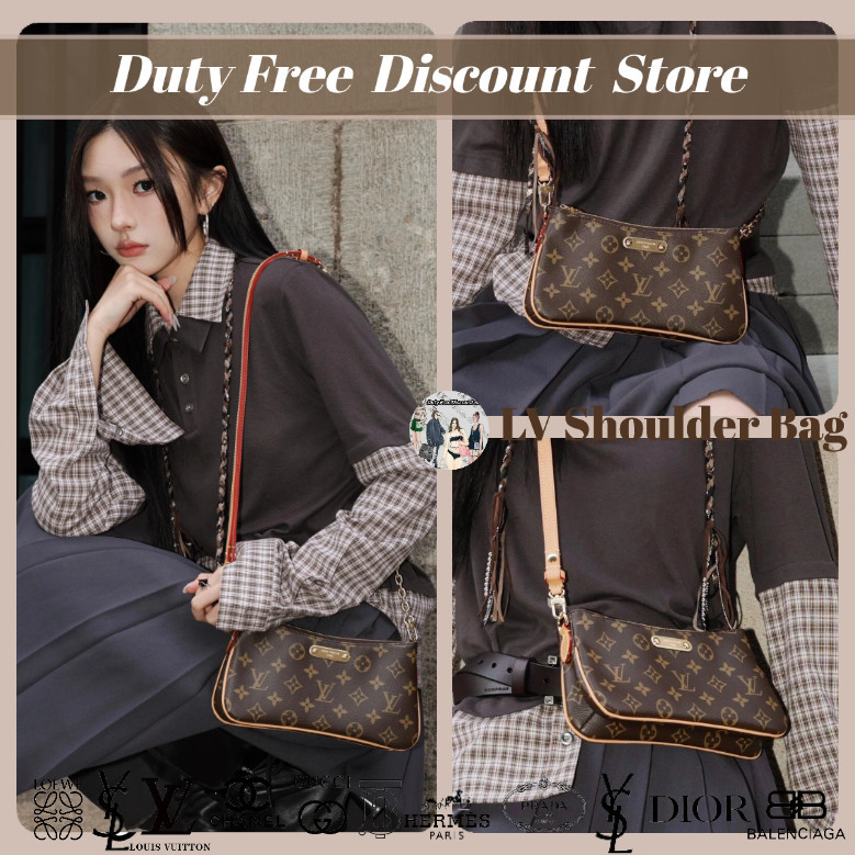 LV BAG Louis Vuitton LIV POCHETTE Tas Tangan Tas Crossbody Tas Selempang Tas Bahu Ketiak (100% Asli)