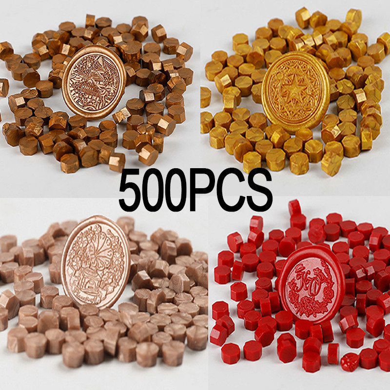 

500 Pcs Wax Print Beads Wax Lacquer for Seals Wax Seal for Stamps Retro Sealing Gold Wedding Birthday Lacre for Card Making