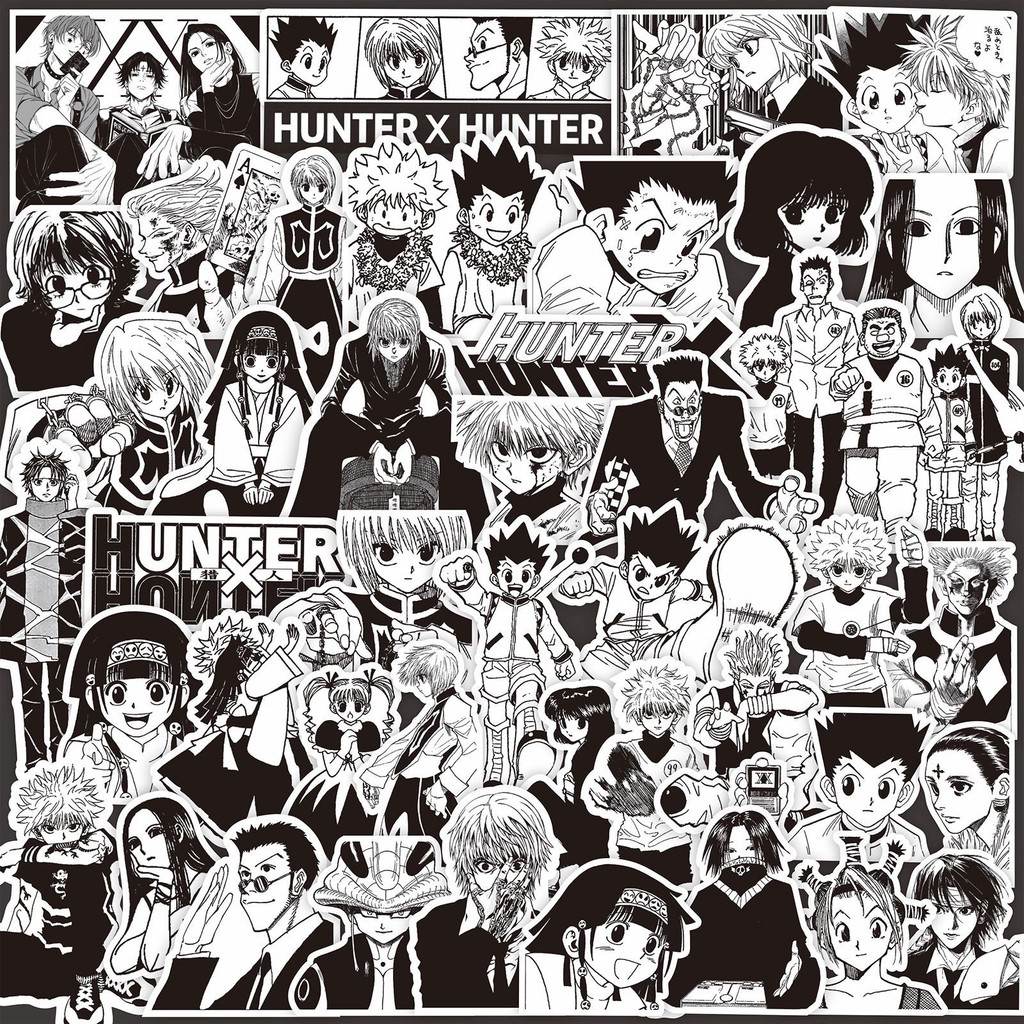 

70pcs Black White Anime Hunter×Hunter Stickers Cool Graffiti Decals for Phone Suitcase Notebook Kids DIY Sticker Toys
