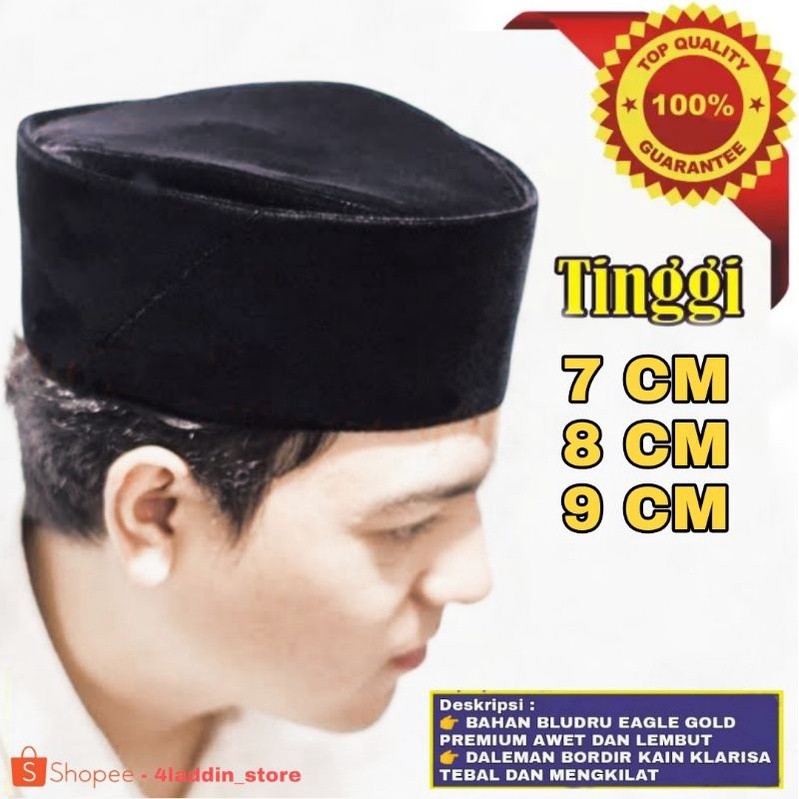 songkok susun hitam peci susun hitam, Kopyah hitam kopiah susun Tinggi 7 cm, 8 cm, 9 cm