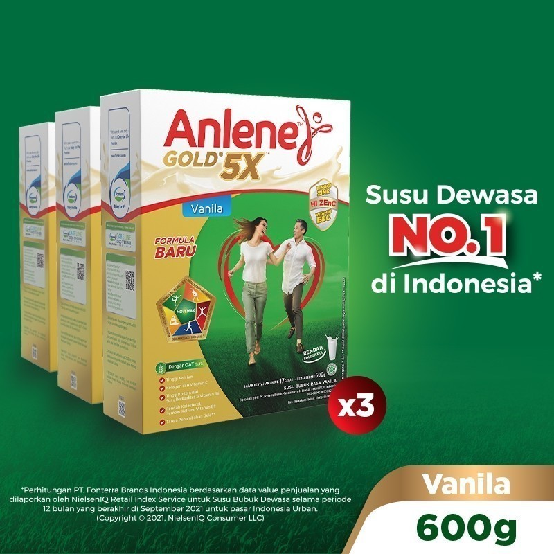 

Anlene Gold 5X Susu Bubuk Dewasa Vanilla 3 x 600g - Nutrisi Tinggi Kalsium Untuk Tulang, Sendi, dan Otot