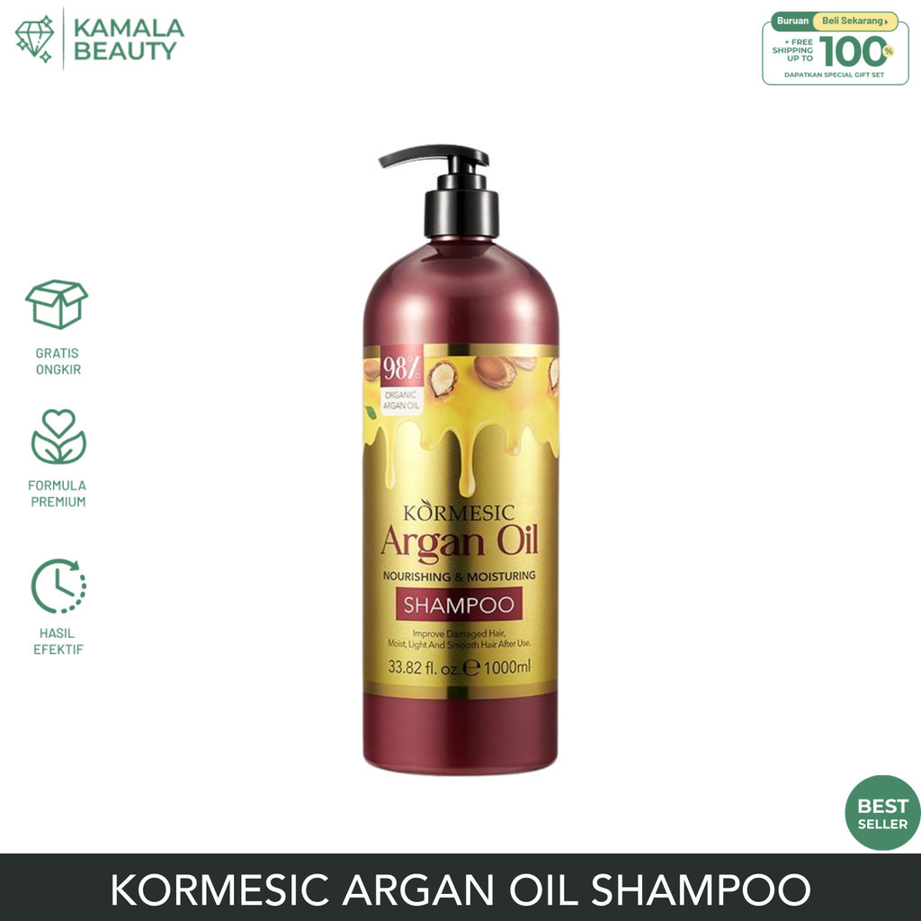 Shampoo Argan Oil Kormesic Shampoo 98% Argan Oil Nourishing & Moisturising Shampoo Rambut Rontok