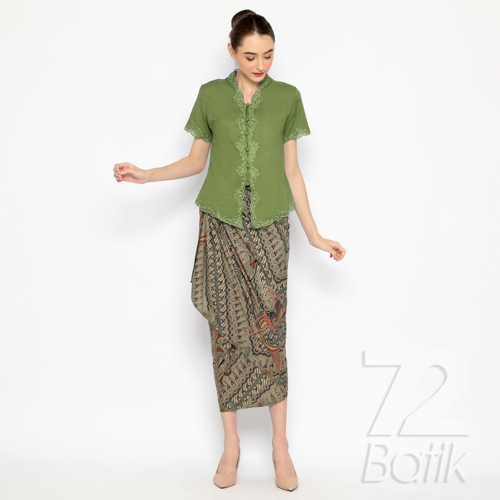 Rok Lilit Batik Kebaya 72 Batik Instan Modern Motif Parang Seling Kusumo Warna Hijau Terang 725755