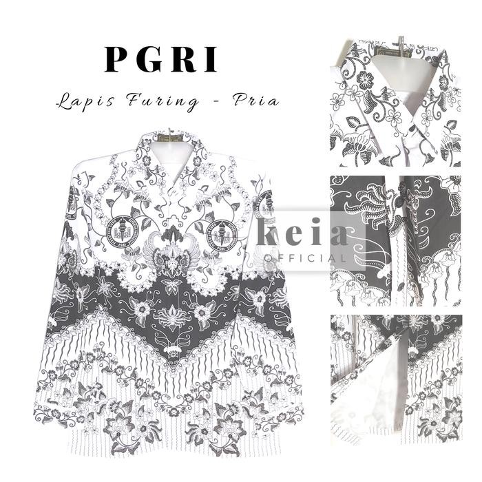 [[BEST SELLER]] Baju Batik PGRI ( Lapis Furing) PNS JUMBO 4L 5L - PRIA, 4L
