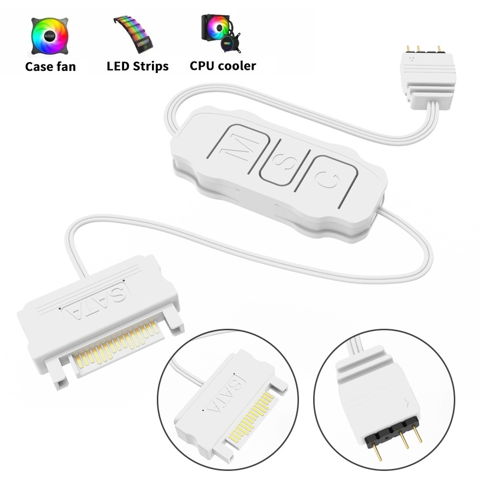 ARGB Controller 5V 3pin To SATA Power Supply Mini RGB Controller 3PIN Hub For Computer Cpu Case Cool