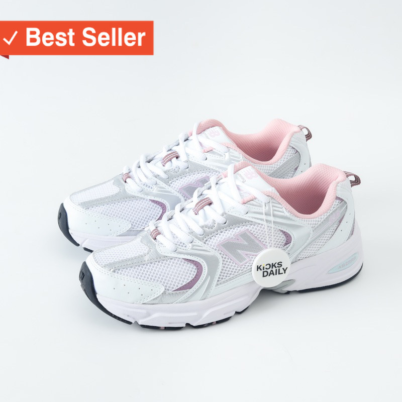SEPATU ASLI ORIGINAL PREMIUM BAHAN TEBAL / Sneakers New Balance NB 530 Silver Pink "White Mid Centur