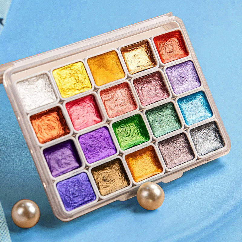

Pearlescent Solid Watercolor Paint 12/20/24/40/56 Color Portable Watercolor Pigment for Art Painting Nail Hand-painted Design