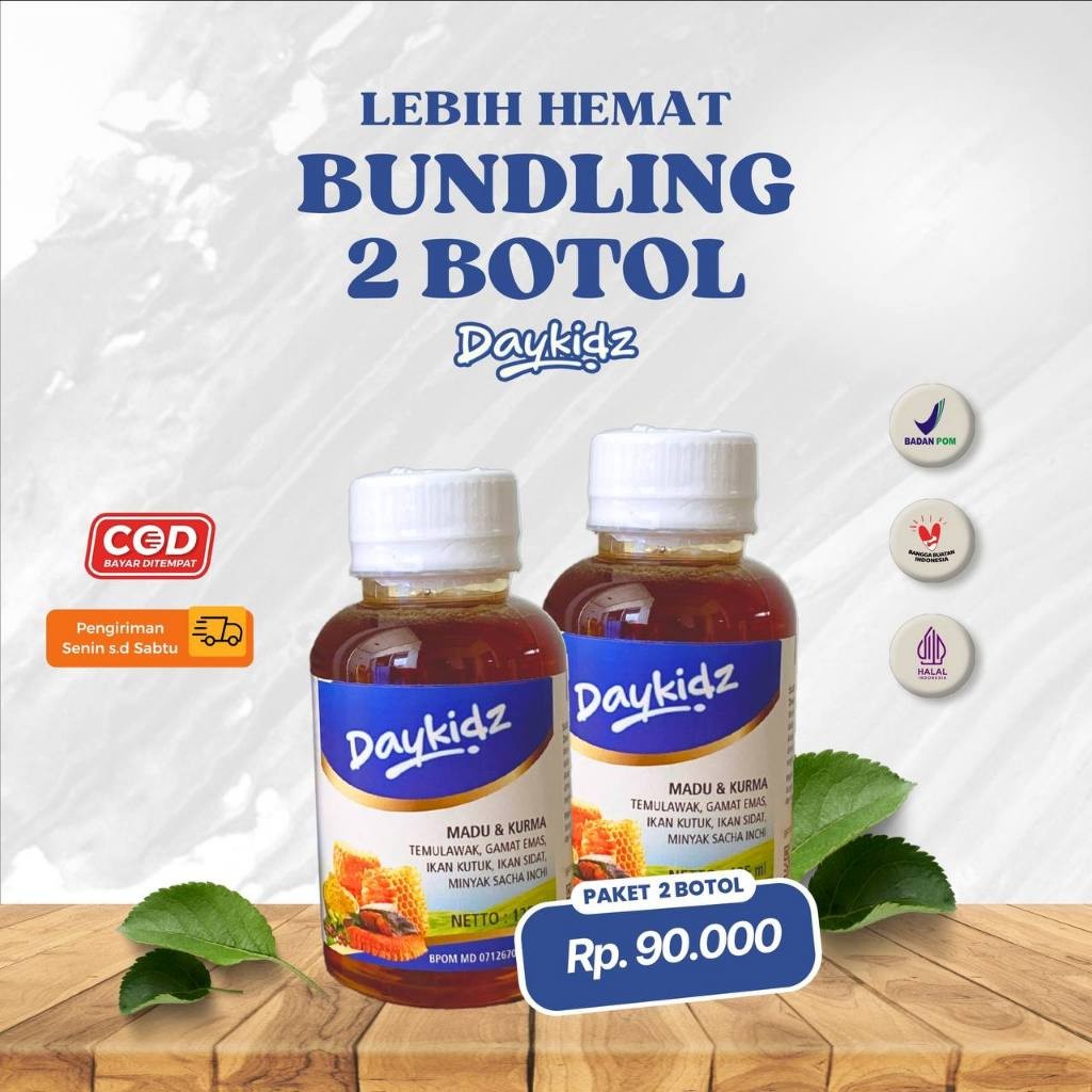 

Daykidz Madu Anak Madu + Kurma & Herbal Paket HEMAT 2 botol