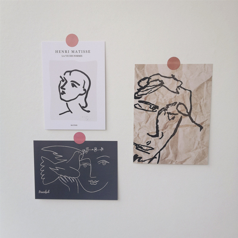 

Ins Retro Art Painting Decoration Card Photographic Props Diy Collocation Postcard Small Poster Greeting Cards Room Wall Sticker