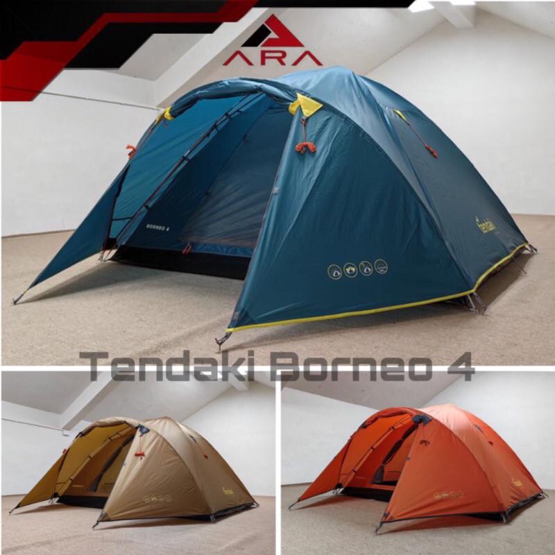 [Harga Hemat] Berkualitas Tendaki borneo 4 tenda camping kapasitas 4 orang double layer frame fiber 