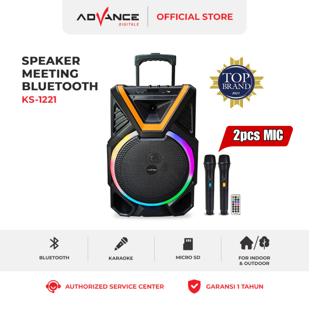 2mic Advance Speaker Bluetooth Karaoke TWS 12inch+2xMic Wireless  1221