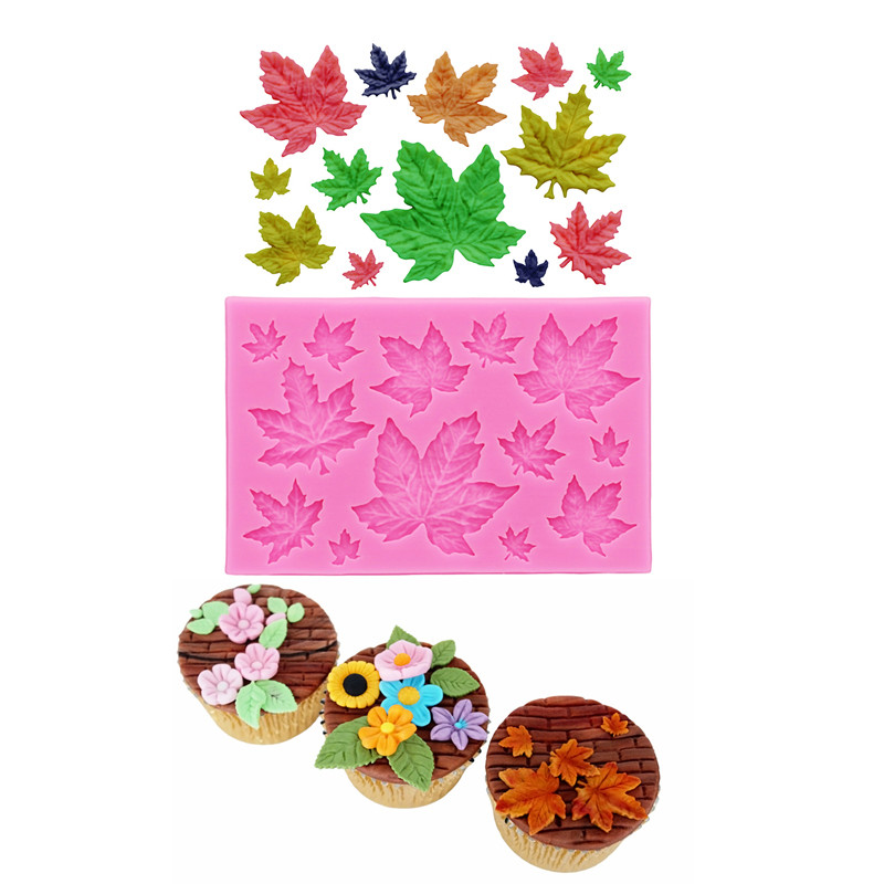 

GJ-61 DIY Leaf Maple Leaf Silicone Mould Leaf Collection Flipping Silicone Mold Cake Decoration Moulds Resin Clay Accessories