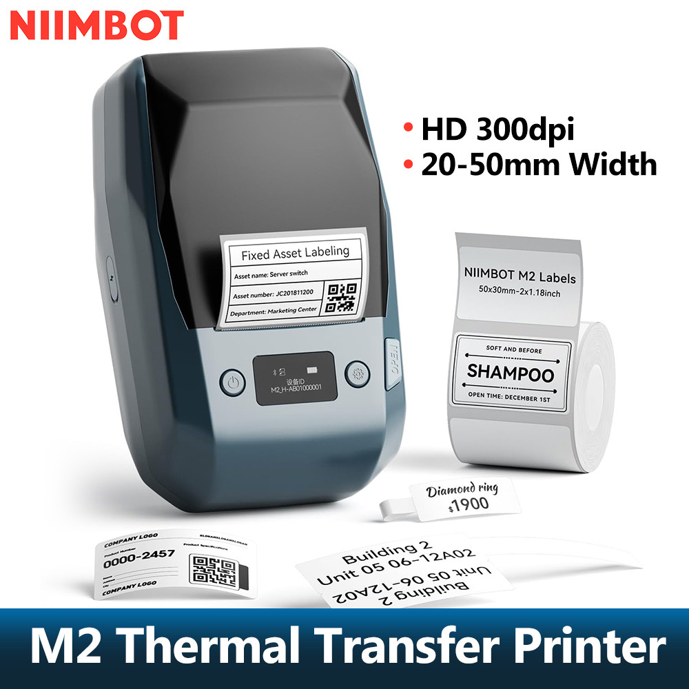 

300dpi Niimbot M2 Portable Thermal Transfer Label Printer Multi-function Sticker Label Maker Machine for Clothes Tag Power Cable