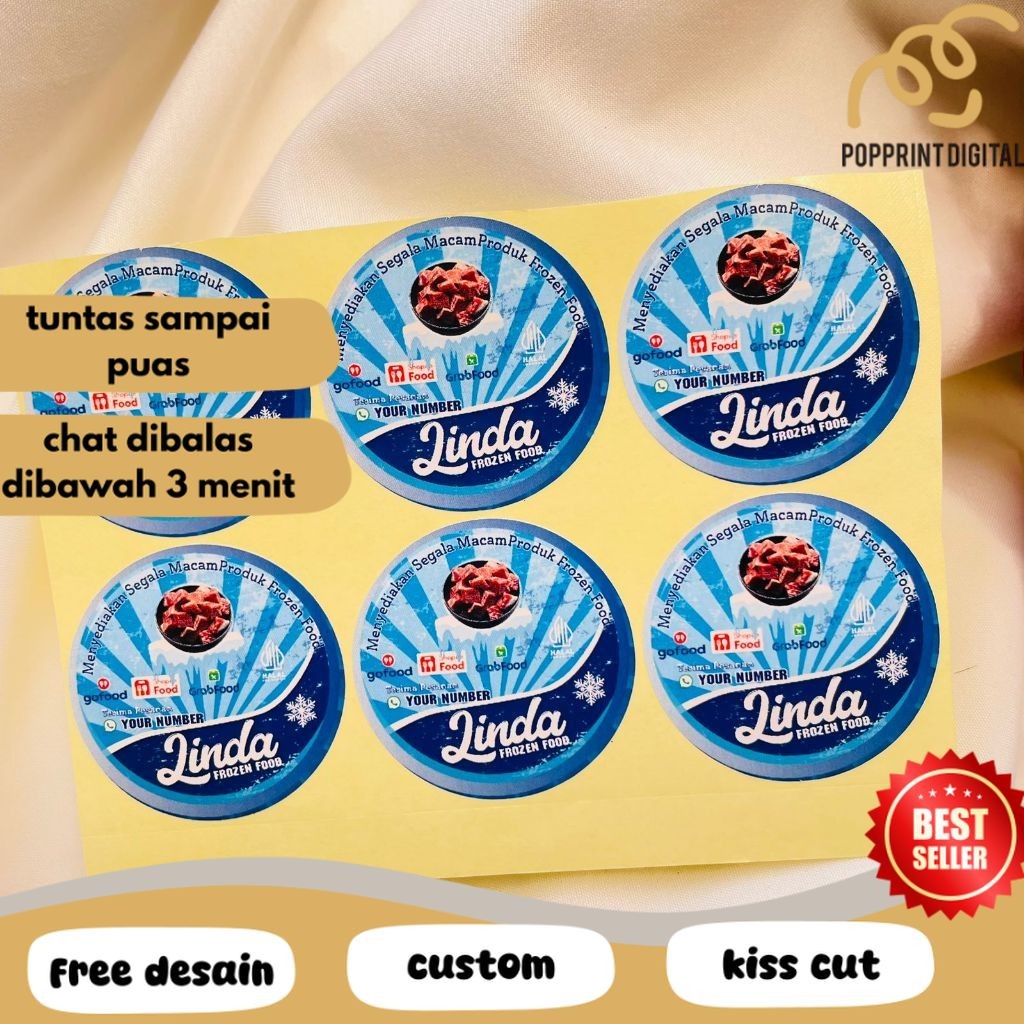 

PpD 9-15 Sticker Cetak Label Frozen Food Makanan Beku Bulat Chromo Stiker Custom Nama Brand