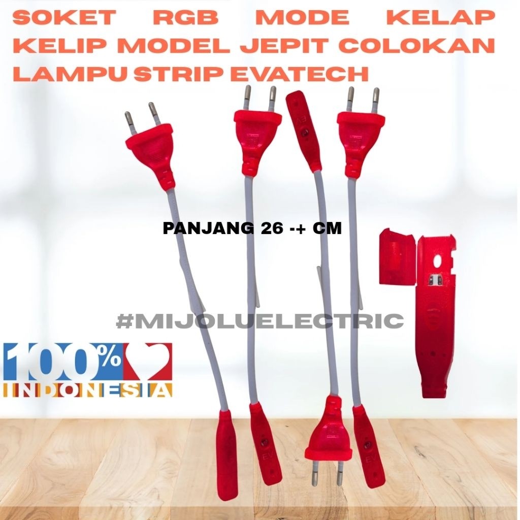 SOCKET SOKET RGB EVATECH Soket RGB Model Jepit Colokan Lampu Strip  PANJANG 26 CM