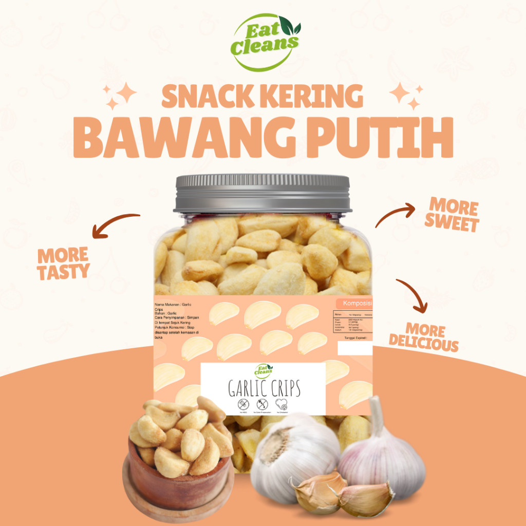 

Premium Garlic Chips Dried - Keripik Bawang Putih - Crispy Garlic Chips - Cemilan Sehat - Kripik Viral Bawang Putih