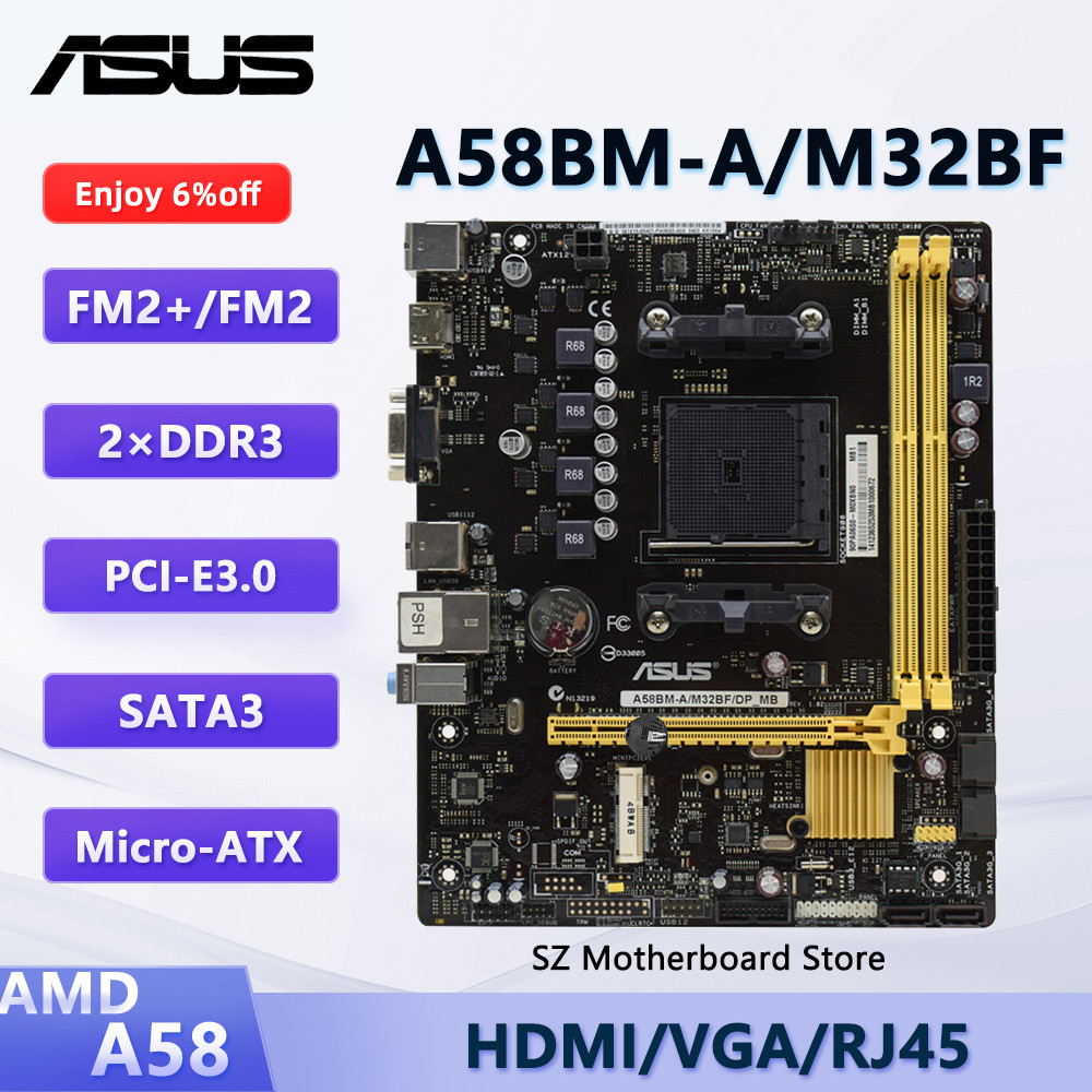 ﻿ ASUS A58BM-A/M32BF A58 FM2+/FM2 Motherboard For Athlon X4 880K A10-7890K CPU DDR3 SATA III PCI-E3.