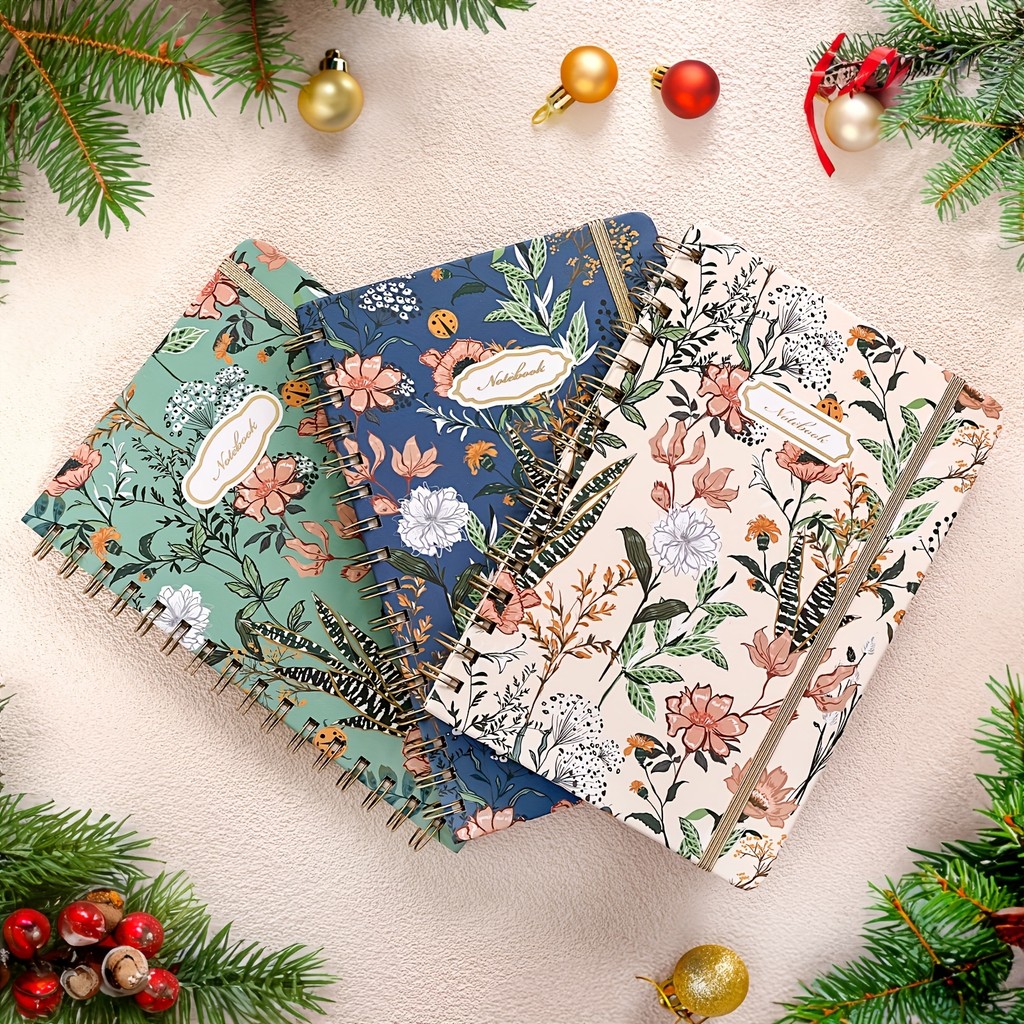 

A5 Hardcover Spiral Notebook, Superlele College Ruled Journal For Women, 80 Sheets/160 Pages, 5.7" X 8.5", Freehand Flower Strap