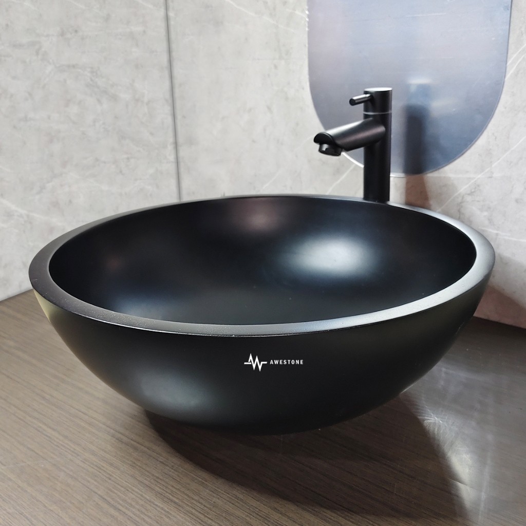 NEW PRODUK Wastafel Teraso Hitam Diameter 40cm Free Packing Peti Kayu TERLARIS