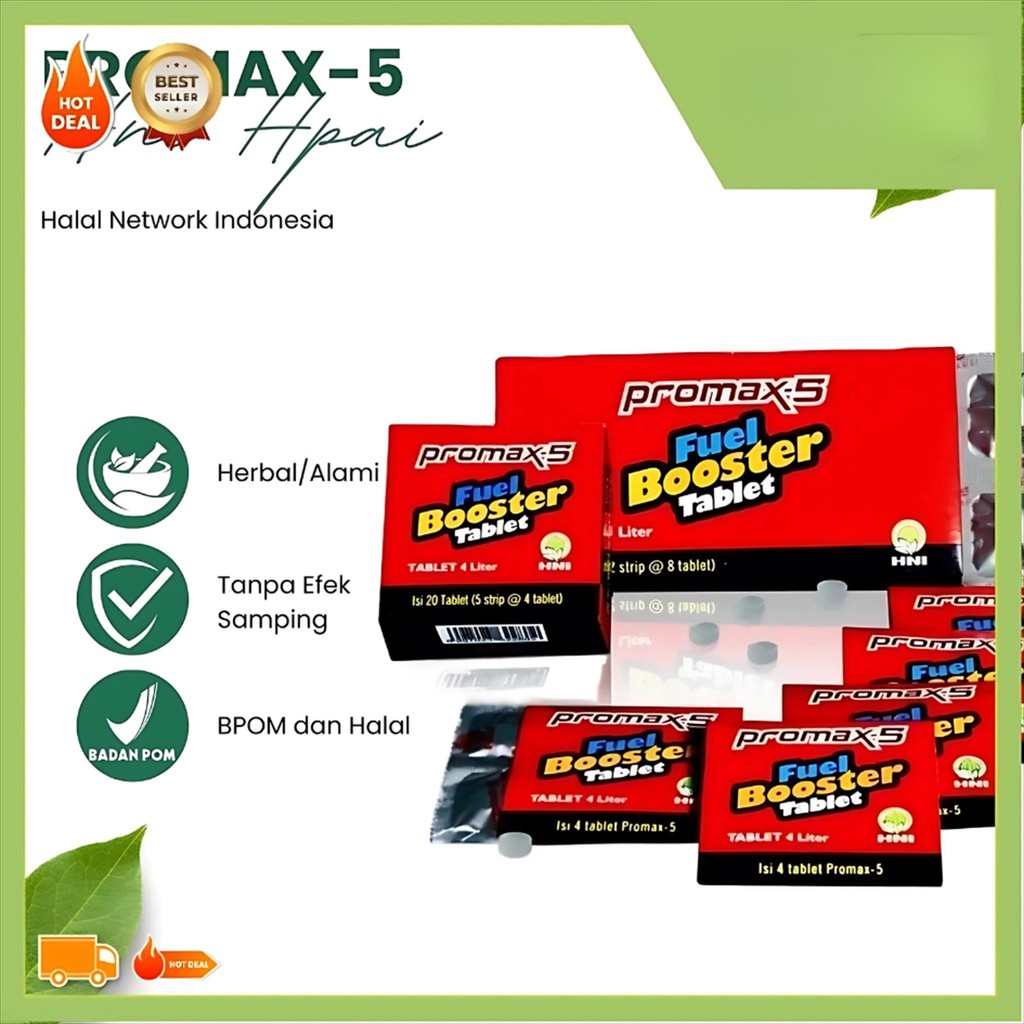 Promax-5 Motor HNI – Tablet Additif Bahan Bakar Herbal | Hemat BBM & Tingkatkan Performa