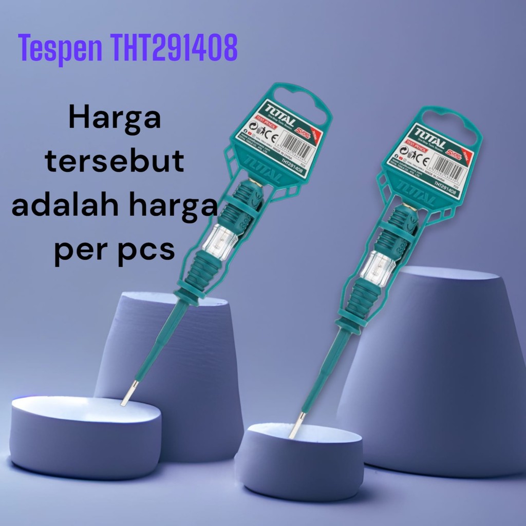 Tespen, pensil tes 100-500V, TESPEN PENCIL TEST THT291408 TOTAL TOOLS, obeng listrik tespen test pen