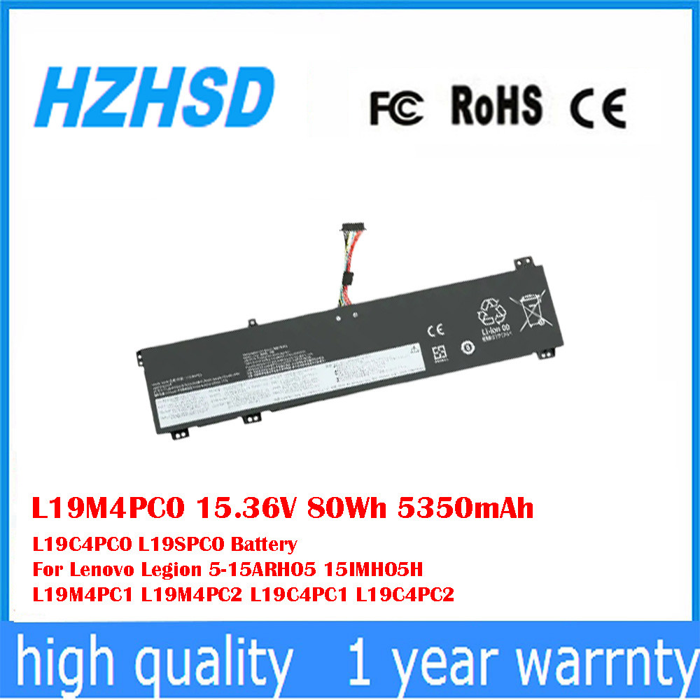 

L19M4PC0 15.36V 80Wh 5350mAh L19C4PC0 L19SPC0 Battery For Lenovo Legion 5-15ARH05 15IMH05H L19M4PC1 L19M4PC2 L19C4PC1 L19C4PC2
