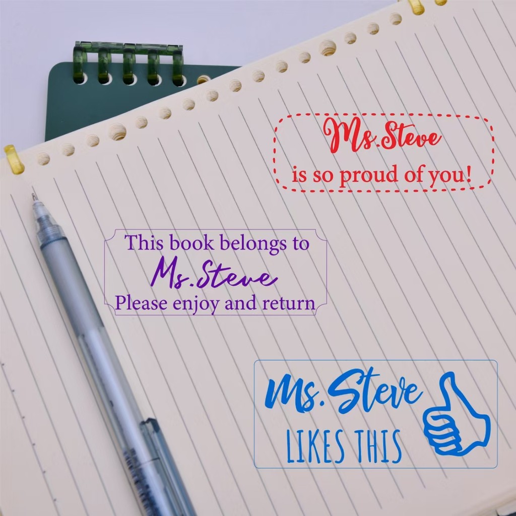 

Custom Teacher Stamp - Personalized Encouragement Stamps for Students Motivational Classroom Stamps - Reusable Ink Teacher Seal