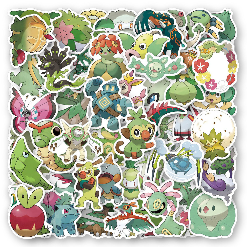 

10/30/60PCS Green Style Cute Pokemon Anime Stickers Cartoon Decals DIY Laptop Fridge Phone Scrapbook Cool Graffiti Kid Sticker