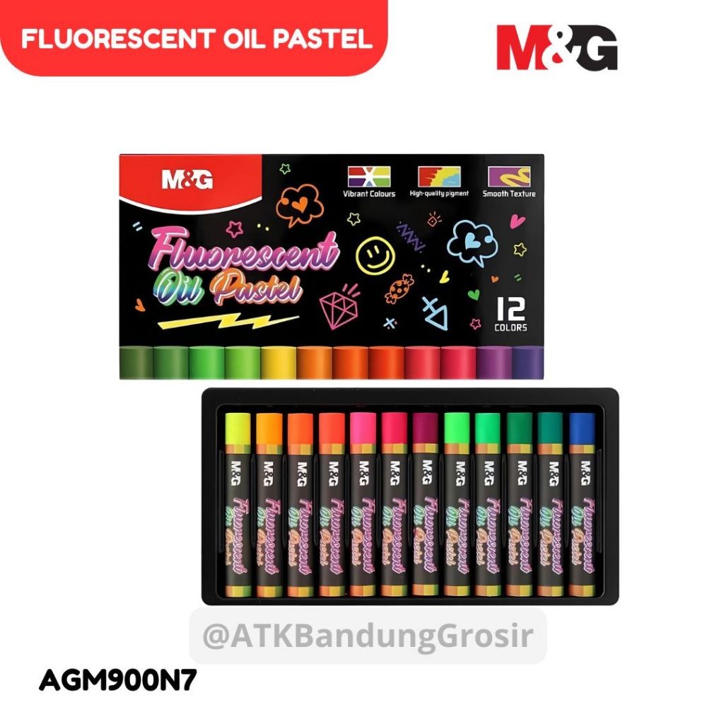 

Oil Pastel Fluorescent M&G 12 Warna #AGM900N7 Krayon Pewarna Vibrant Color - SHESB